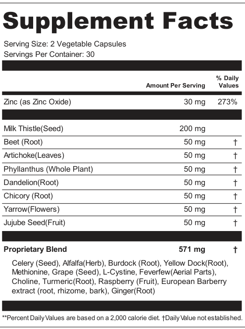 Supplement Facts for Liver Support